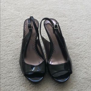 Black open toe heels size 8 worn